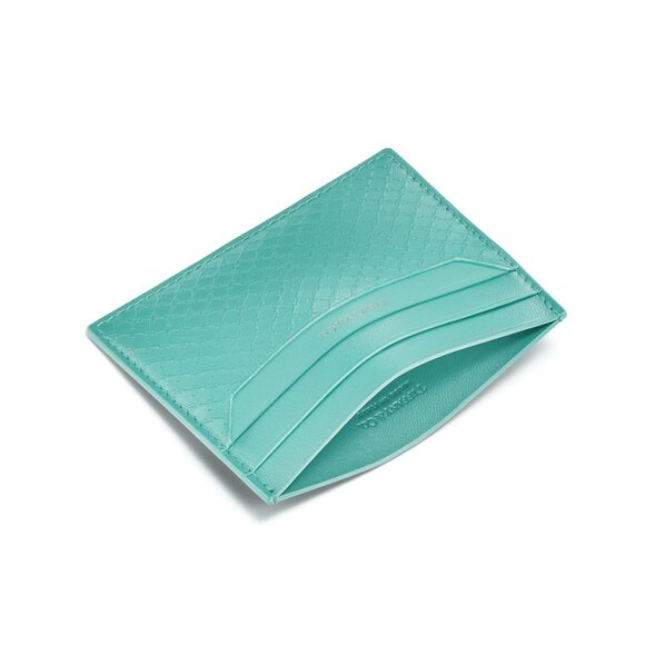 Square Card Case in Tiffany Blue Leather - Picture 2 of 5